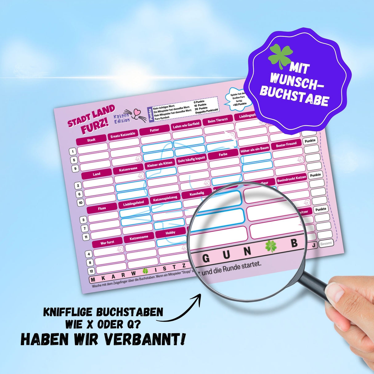 STADT LAND FURZ Katzen Edition - lustiges Quiz für Katzenfans & Familien