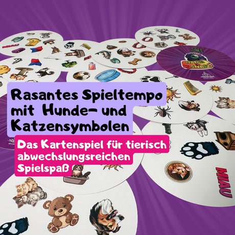 Rasantes Spieltempo, abwechslungsreicher Spielspaß, Match 'n Snap bietet schnelles Spielvergnügen mit Katzen- und Hunde-Symbolen