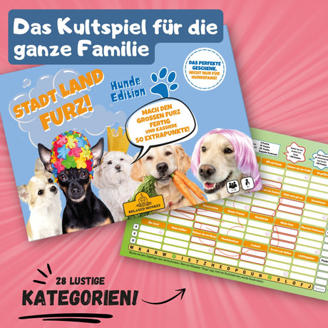 Stadt Land Furz Hunde Edition 28 Kategorien Kultspiel für die ganze Familie