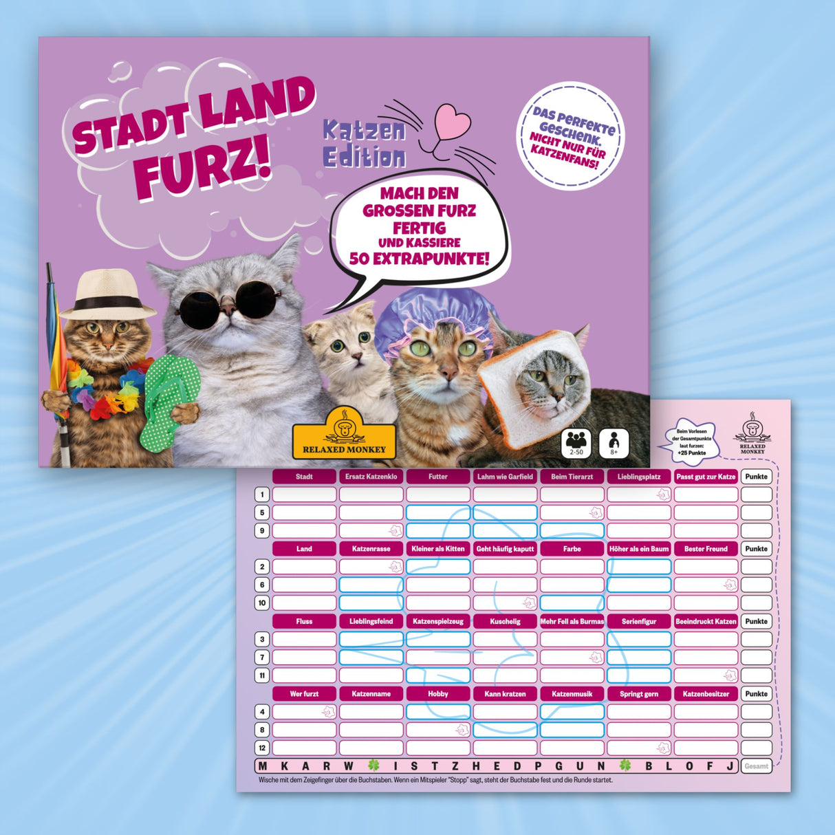 Stadt Land Furz Katzen Edition, das Kultspiel für mehr Spaß, Stadt Land Fluß, Stadt Land Vollpfosten