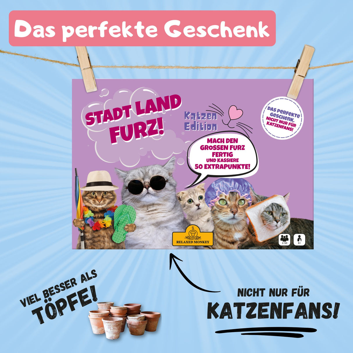 Stadt Land Furz Katzen Edition, als Geschenk oder für unterwegs, Partyspiel, für die Familie, nicht nur für Katzenfans