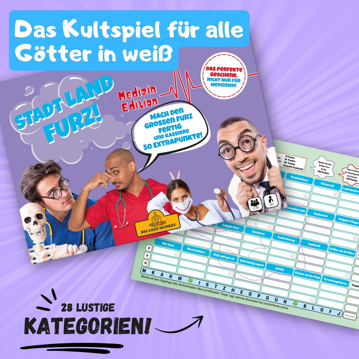 tadt Land Furz Medizin Edition 28 Kategorien Kultspiel für alle Ärzte und Götter in weiß