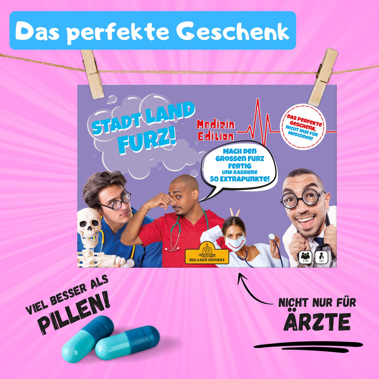 Stadt Land Furz Medizin Edition, als Geschenk oder für unterwegs, Partyspiel, nicht nur für Ärzte