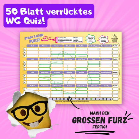 Stadt Land Furz WG Edition 50 Blatt verrücktes WG Quiz