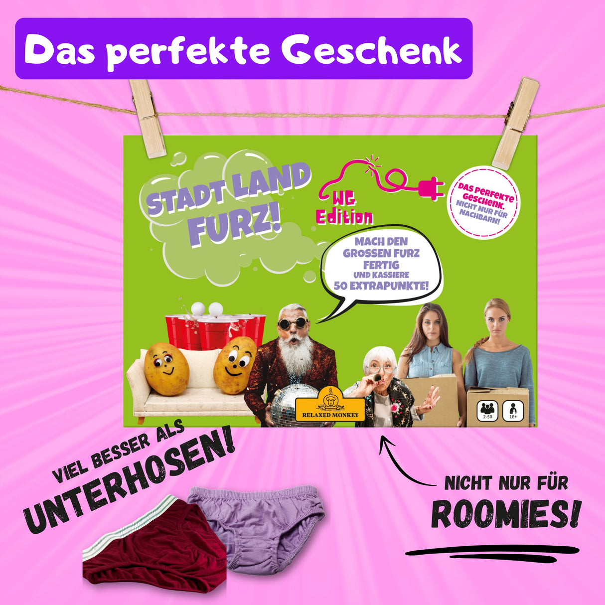 Stadt Land Furz WG Edition, als Geschenk oder für unterwegs, Partyspiel, nicht nur für Roomies